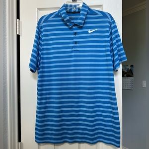 COPY - Nike golf dri fit blue strip polo collar shirt PGA